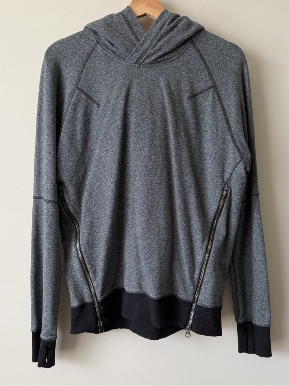 lululemon athletica Gray and Black Hooded Pullover